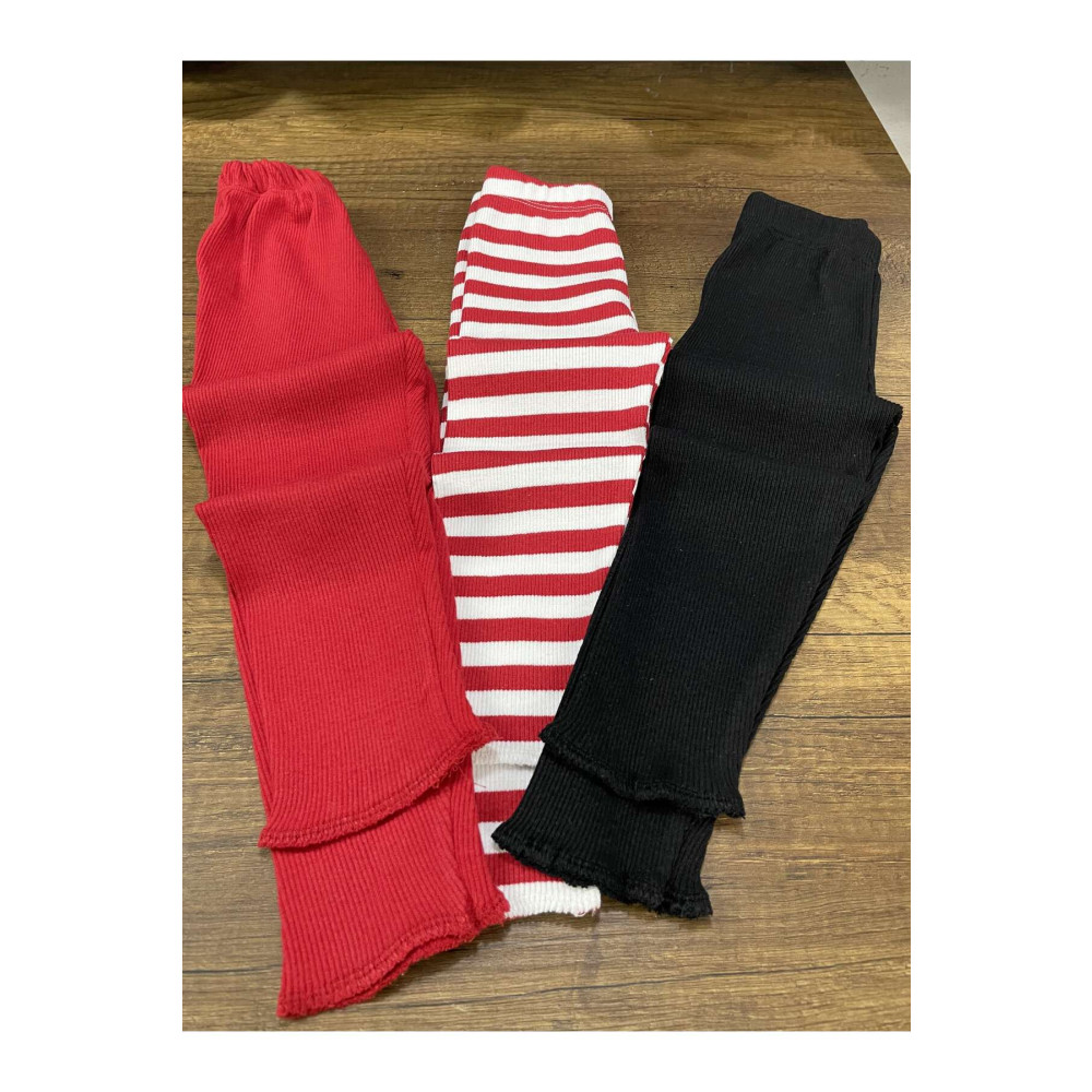 Berat moda Esnek Fitilli Çizgili - Kırmızı - Siyah 3lü Kız Kışlık Çocuk Tayt 4-5 Yaş Beden Tayt Fiyatı