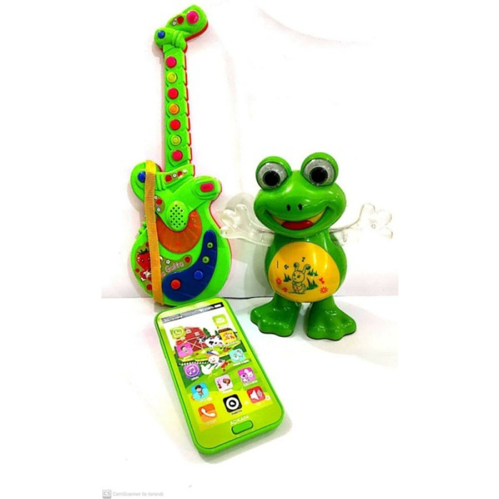 Berat Toys 3ü Birarada Türkçe Müzikli Gitar Hayvan Sesli Müzikli Dokunmatik Telefon Dans Eden Kurbağa - Yeşil Eğitici Oyuncak Fiyatı