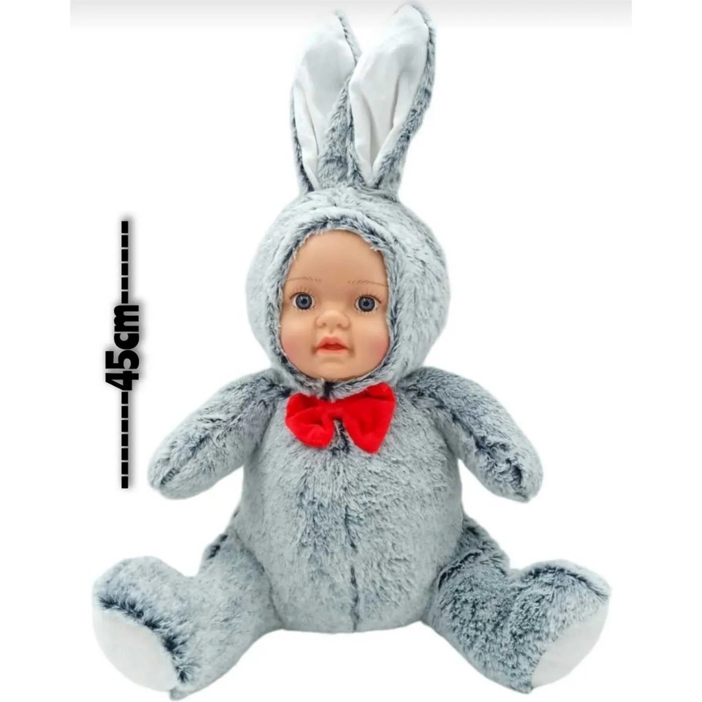 Berat Toys Berattoys 45 cm Peluş Bebek Gerçek Yüzlü Tavşan Bebek Peluş Tavşan Peluş Oyuncak Uyku Arkadaşı - Gri Anne Bebek Oyuncak Fiyatı
