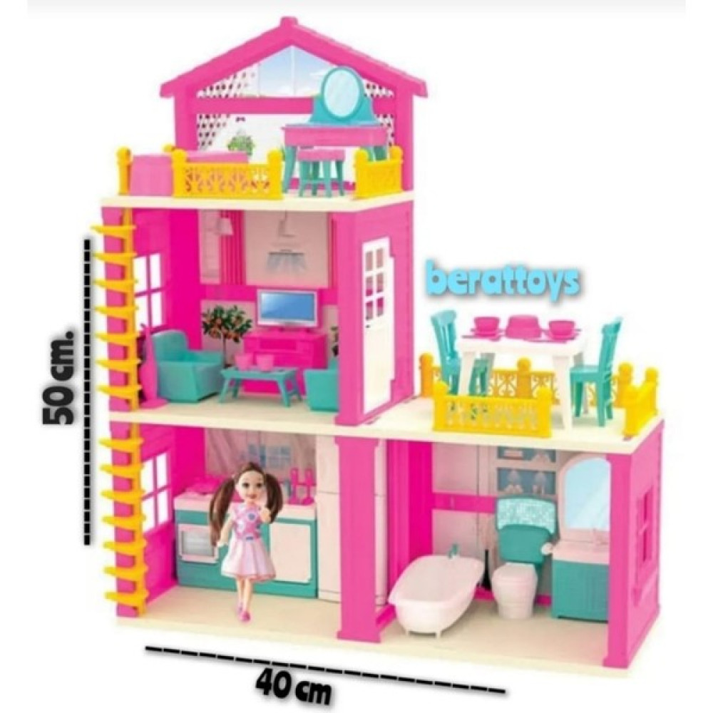 Berat Toys Berattoys 50 cm Oyuncak Ev Seti 3 Katlı Düşler Evi Evcilik Oyunu Bebekli Rüya Evi Bebek Oyuncakları Fiyatı