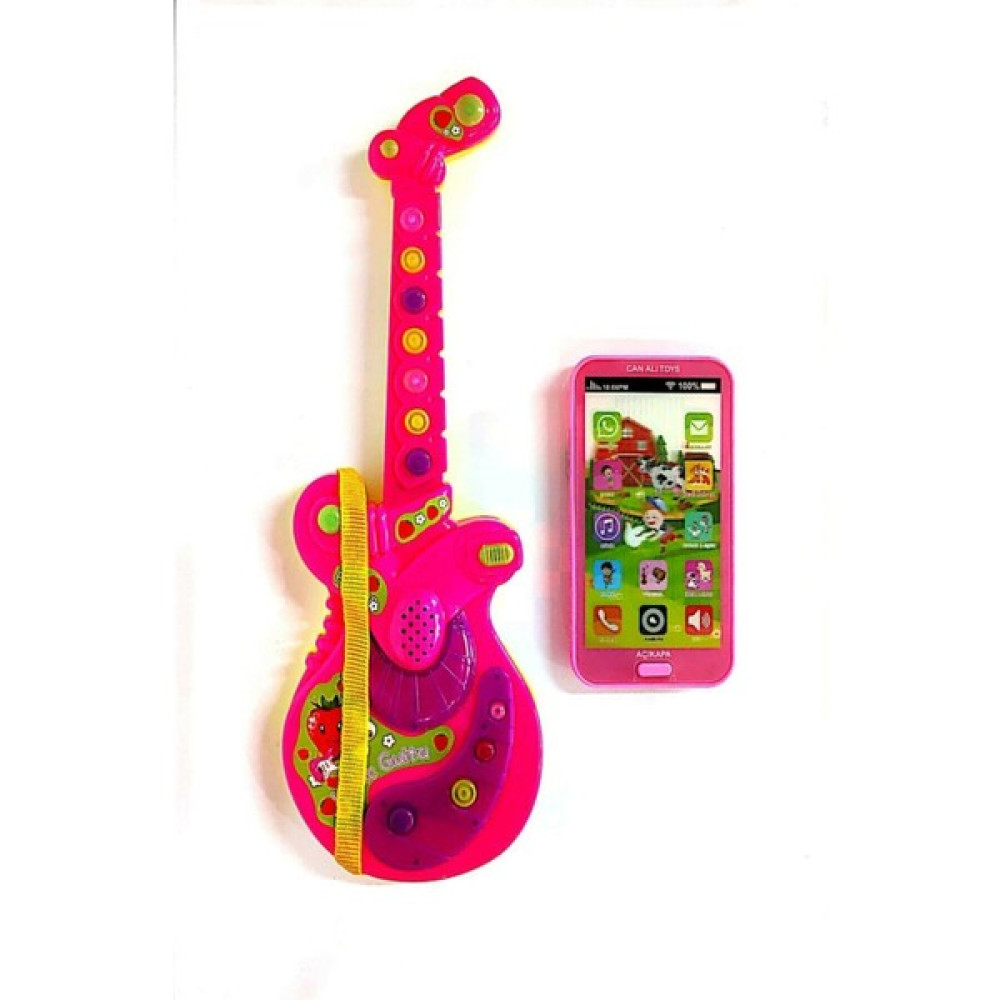 Berat Toys Berattoys Iki Ürün Bir Arada Türçe Müzikli Gitar ve Dokunmatik Türkçe Müzikli Ilk Telefonum - Pembe Eğitici Oyuncak Fiyatı