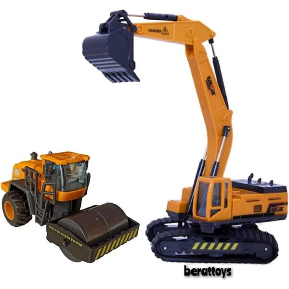 Berat Toys Berattoys Ikili Iş Makinaları Kepçe ve Silindir Kırılmaz Iş Araçları Ekskavatör Iş Araçları 2 Li Set Oyuncak Araç Fiyatı