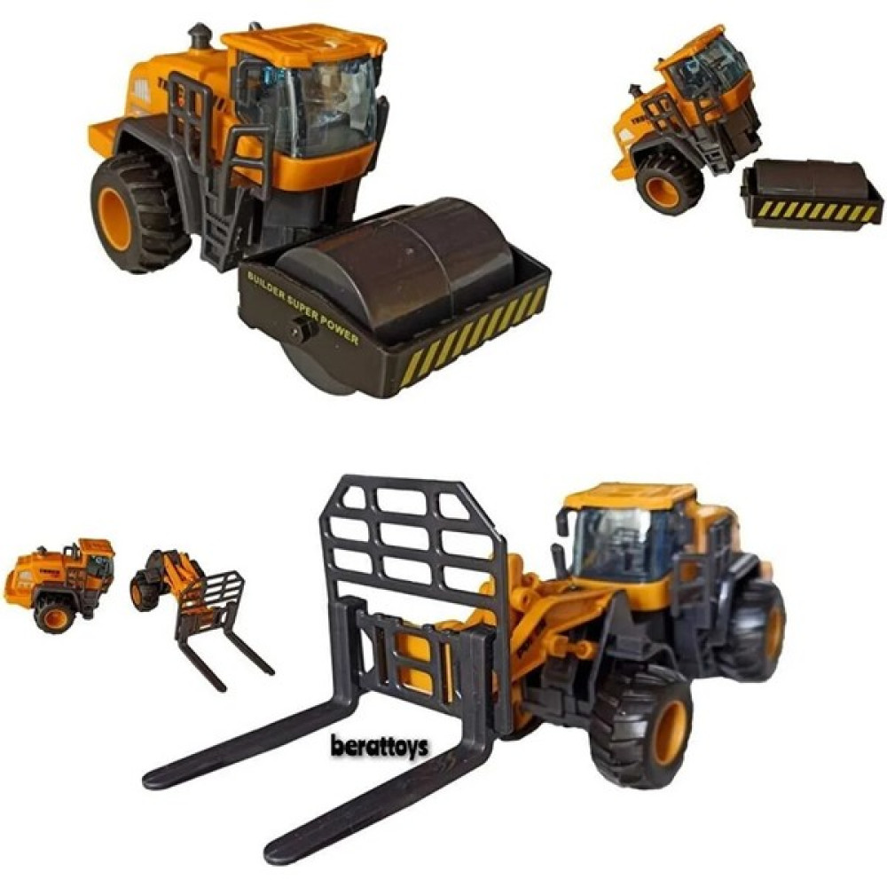 Berat Toys Berattoys Ikili Iş Makinaları Silindir ve Forklift Kırılmaz Oyuncaklar Iş Araçları Inşaat Yol Seti Oyuncak Araç Fiyatı