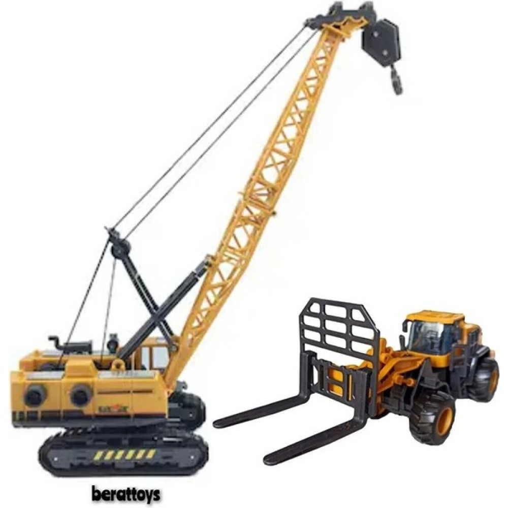 Berat Toys Berattoys Ikili Iş Makinaları Vinç ve Forklift Kırılmaz Iş Makinaları Ikili Inşaat Set Iş Araçları Oyuncak Araç Fiyatı
