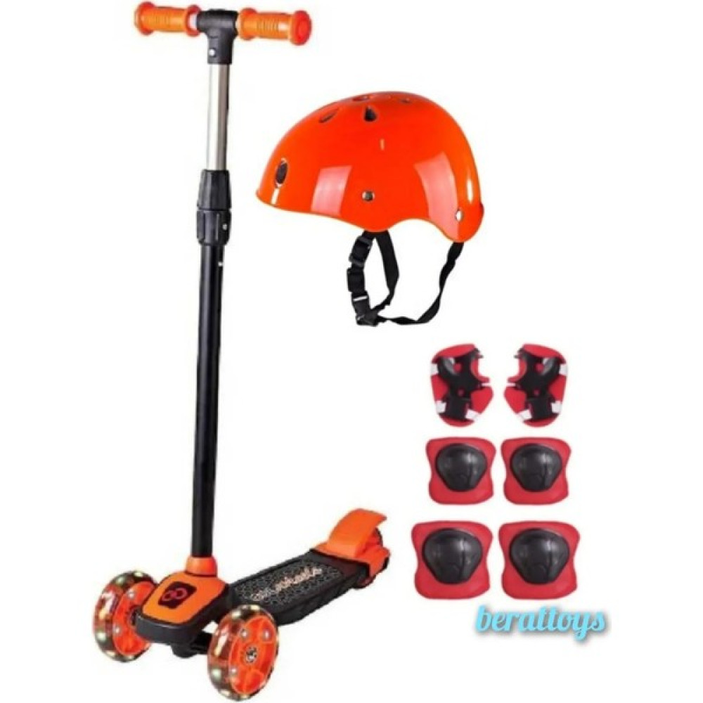 Berat Toys Berattoys Işıklı Scooter 3 Tekerlekli Kask Dizlik Set Twist Scooter Koruyu Ful Set Çocuk Scooter Açık Hava, Deniz ve Spor Oyuncakları Fiyatı