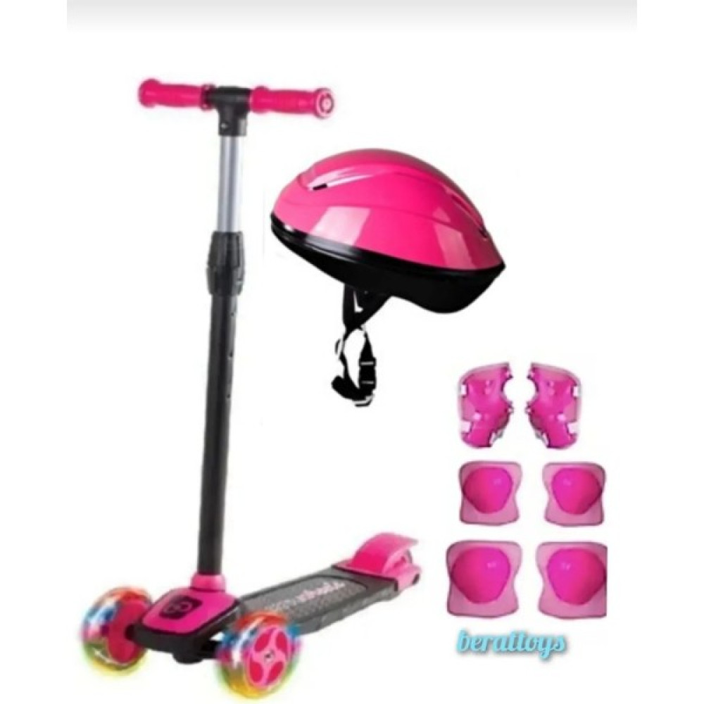 Berat Toys Berattoys Işıklı Scooter 3 Tekerlekli Kask Dizlik Set Twist Scooter Koruyu Ful Set Çocuk Scooter - Açık Pembe Açık Hava, Deniz ve Spor Oyuncakları Fiyatı