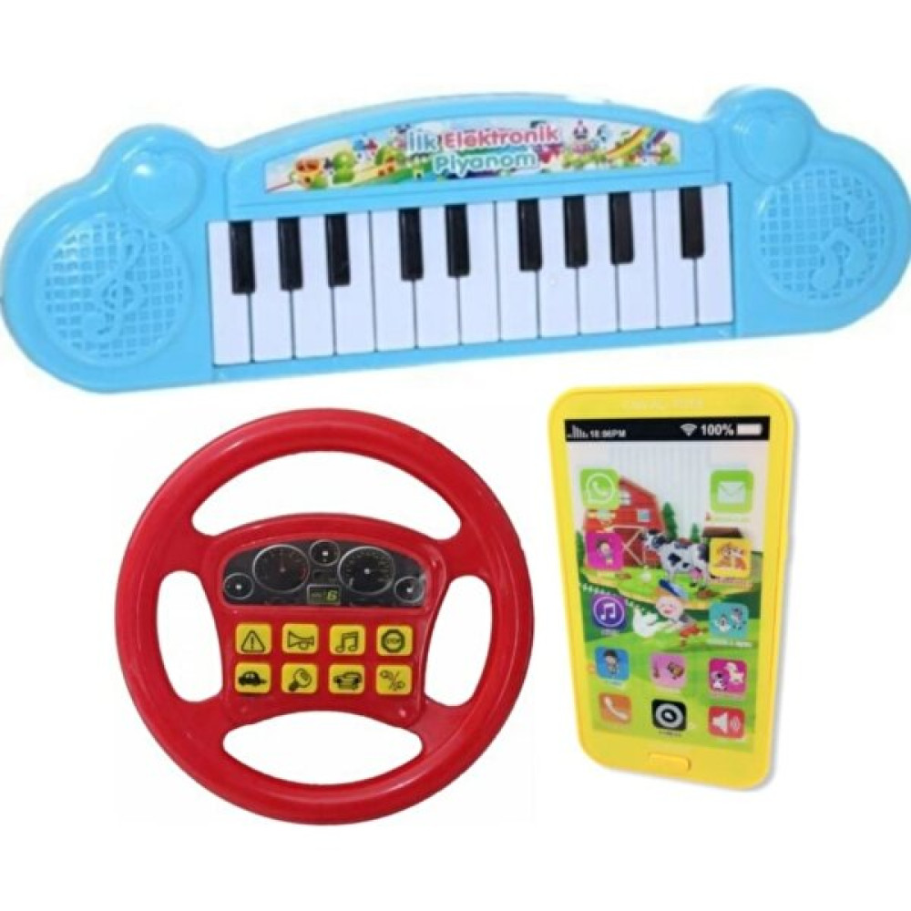 Berat Toys Berattoys Müzikli Oyuncaklar 3lü Set Oyuncak Direksiyon&telefon&piyano Eğitici Set Pilli Oyuncaklar - Kırmızı Eğitici Oyuncak Fiyatı
