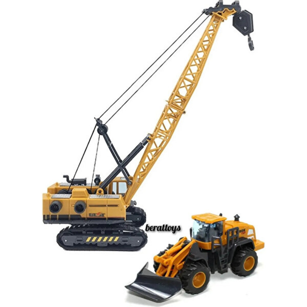 Berat Toys Berattoys Oyuncak Iş Makinaları Dozer ve Vinç Inşaat Set Ikili Vinç ve Dozer Oyuncak Araç Fiyatı