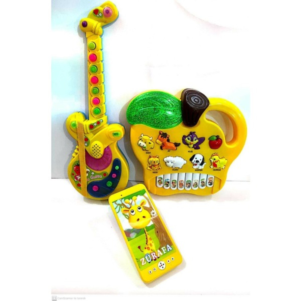 Berat Toys Üç Ürün Birarada Türkçe Sesli Işıklı Müzikli Gitar&telefon&piyano - Sarı Eğitici Oyuncak Fiyatı