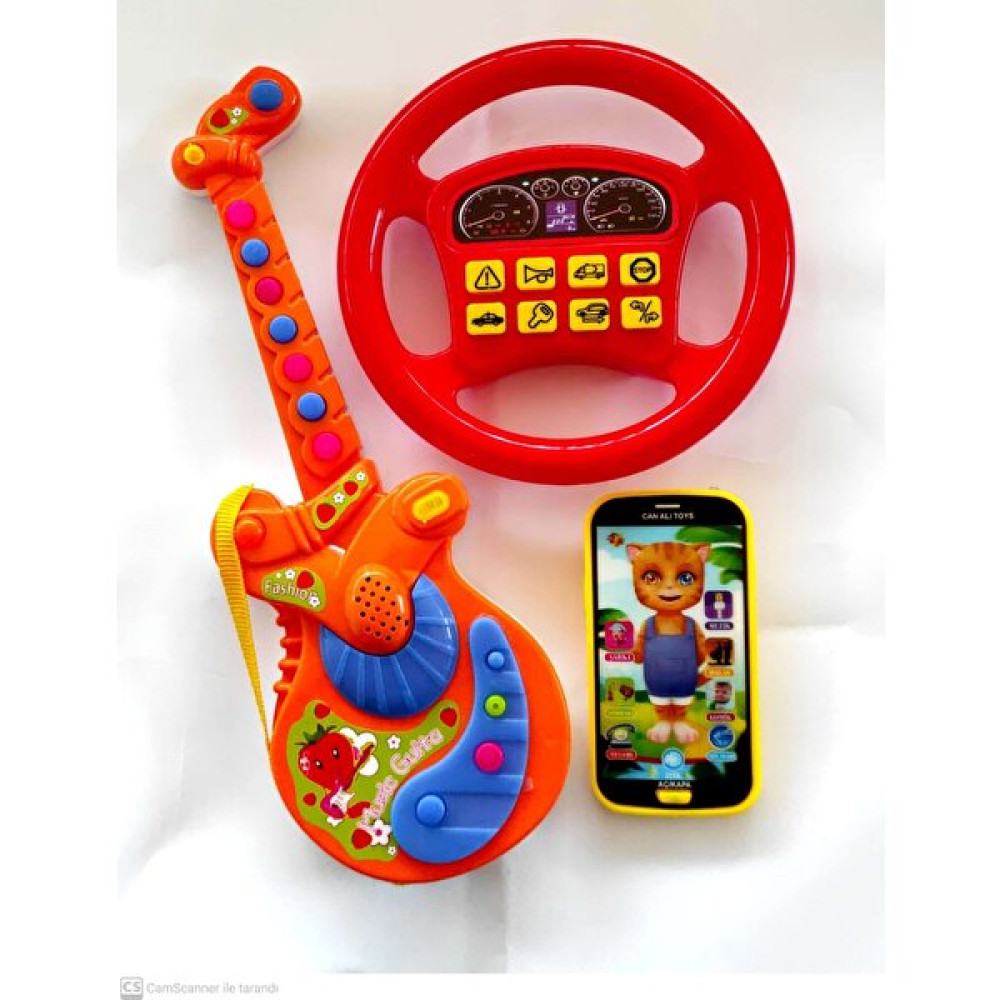 Berat Toys Üçü Birarada Türçe Müzikli Gitar Dokunmtk Türkçe Müzikli Telefon Türkce Sesli Direksiyon - Kırmızı Eğitici Oyuncak Fiyatı