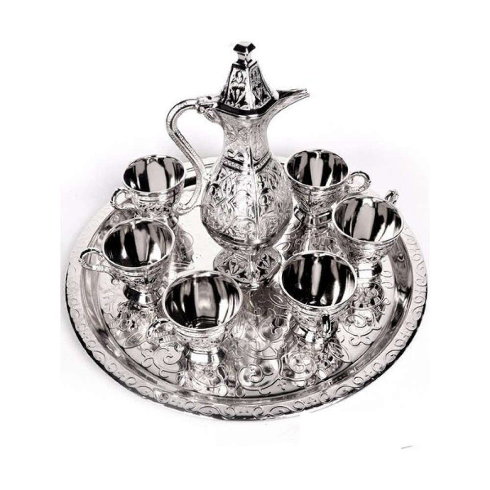 Berat Zemzem Takımı - Ebruli - Gümüş Renk Fincan / Bardak / Kahve Takımı Fiyatı