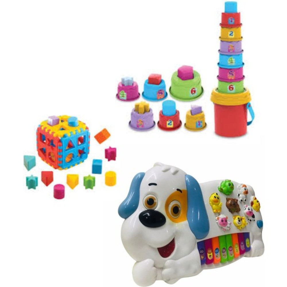Berattoys Eğitici Set Bultak Küp+Eğitici Neşeli Kule Pilli Işıklı Müzikli Hayvan Sesli Piyano Bebek Oyuncakları Fiyatı