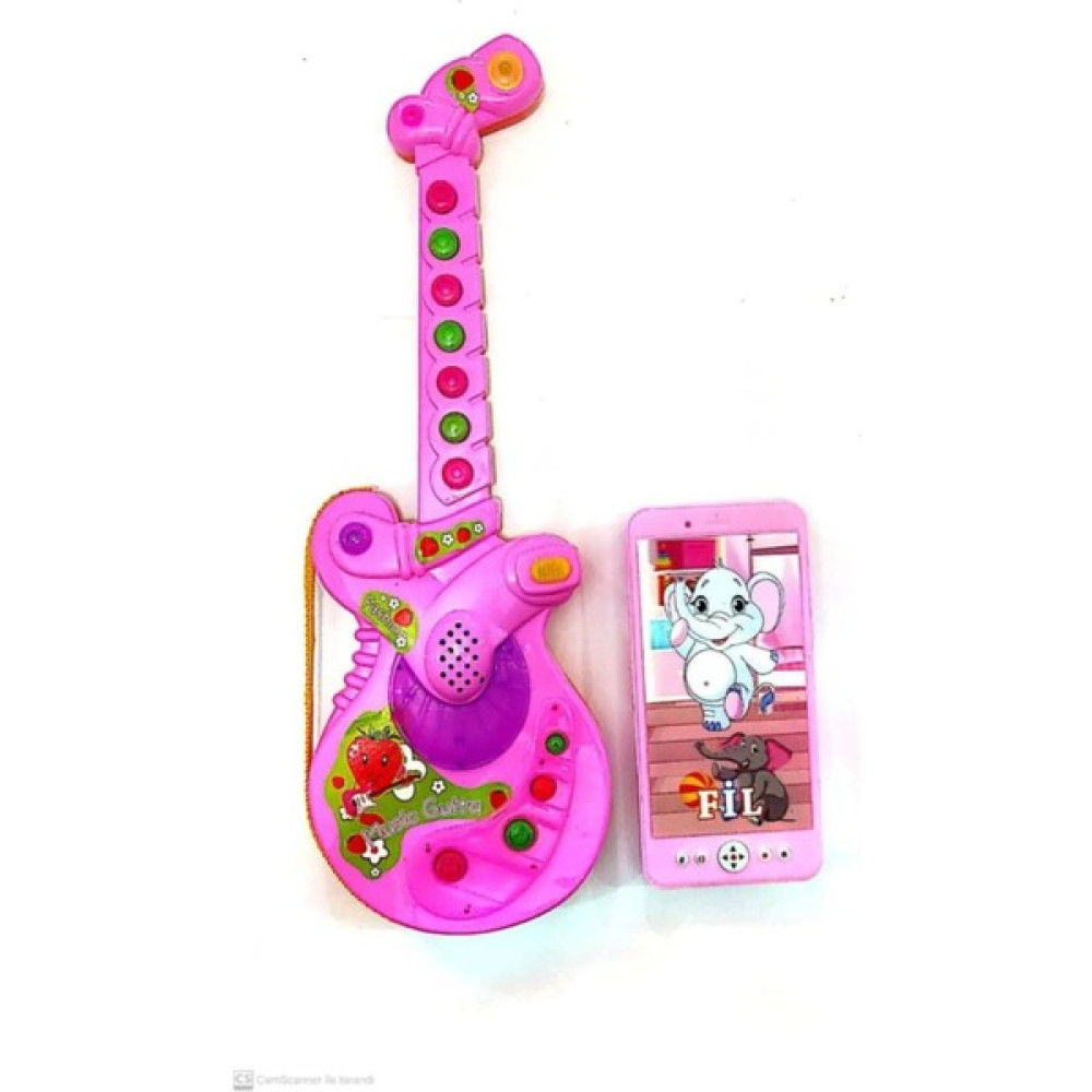 Berattoys Iki Ürün Birarada Pilli Işıklı Türkçe Müzikli Gitar&ışıklı Müzikli Cep Telefonu 2 Li - Pembe Eğitici Oyuncak Fiyatı