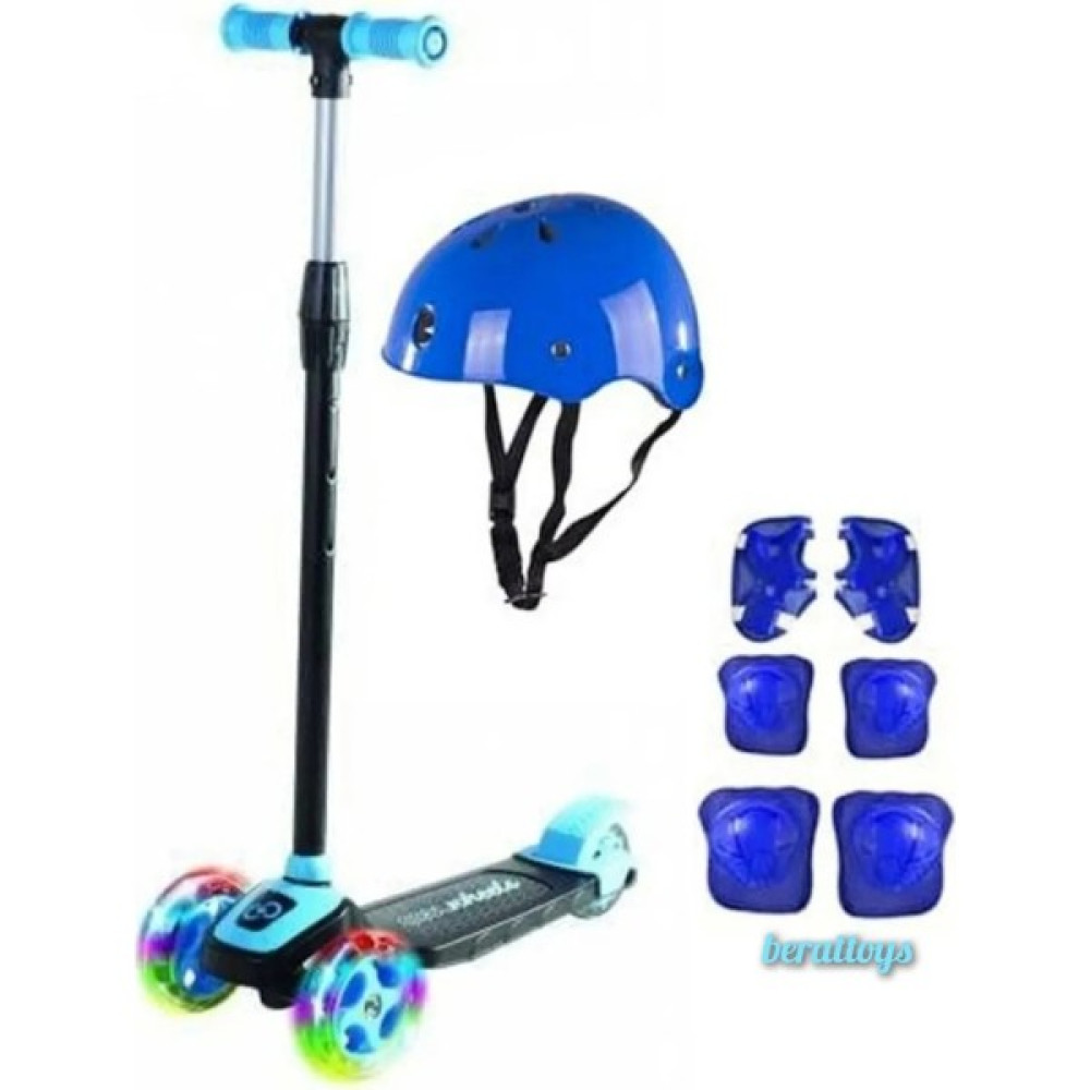 Berattoys Işıklı Scooter 3 Tekerlekli Kask Dizlik Set Twist Scooter Koruyu Ful Set Çocuk Scooter - Mavi Açık Hava, Deniz ve Spor Oyuncakları Fiyatı