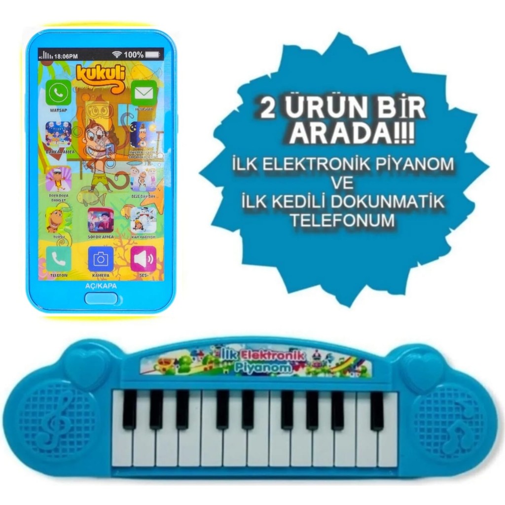 Berattoys Oyuncak Cep Telefonu & Piyano Kukili Şarkılı Telefon Müzikli Oyuncak Piyano - Mavi Anne Bebek Oyuncak Fiyatı