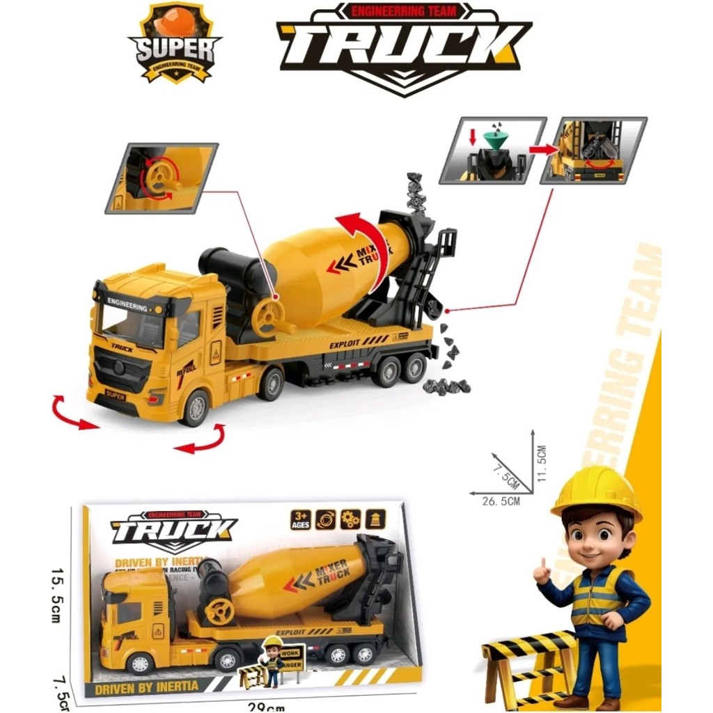 Berattoys Oyuncak Iş Makinası Kamyon Kepçe Mikser Kırılmaz Iş Araçları 27 cm Anne Bebek Oyuncak Fiyatı
