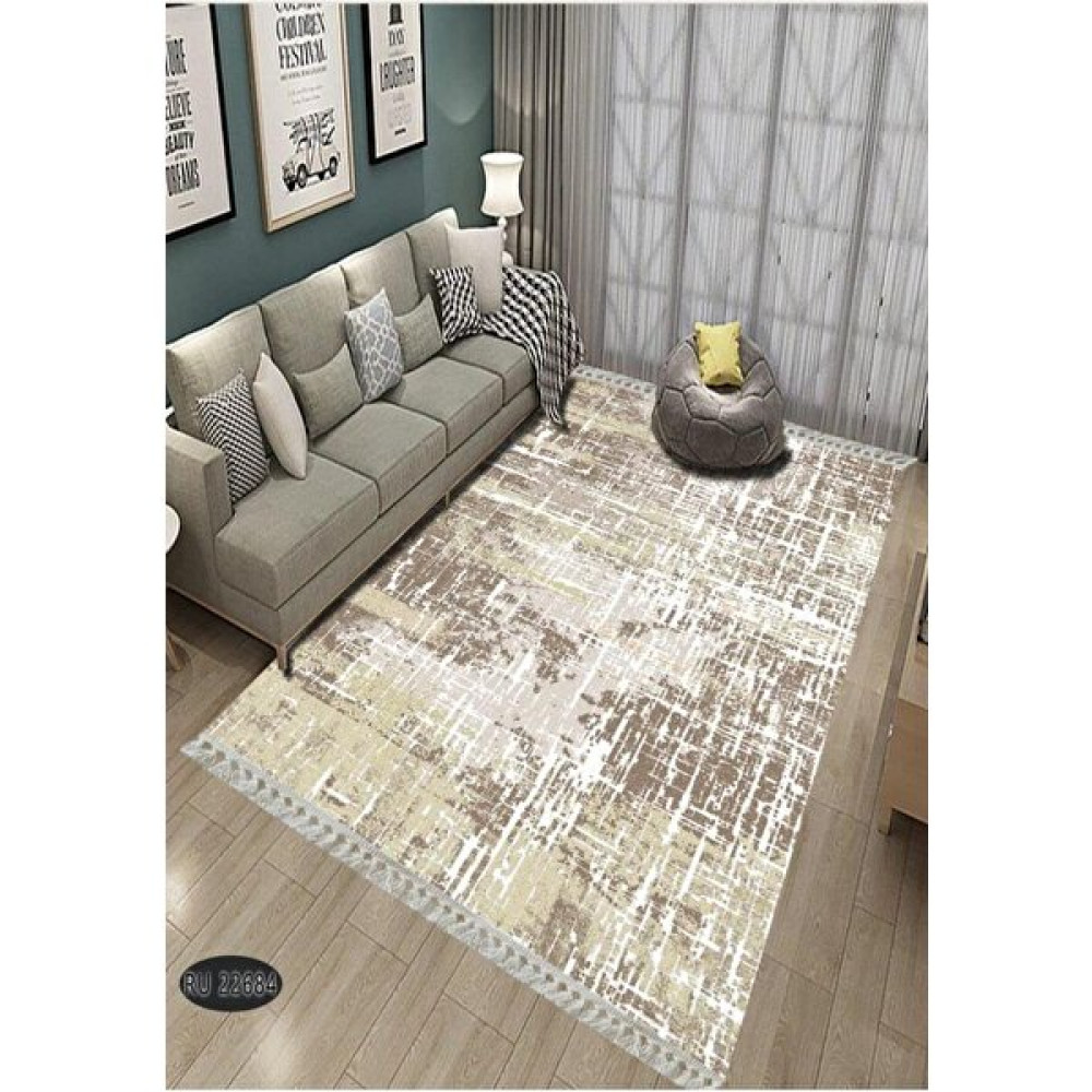 Berce Hometex Dijital Baskılı Kaymaz Deri Tabanlı Yıkanabilir Dekoratif Halı - Kahverengi - 100 x 200 cm Salon Halısı Fiyatı