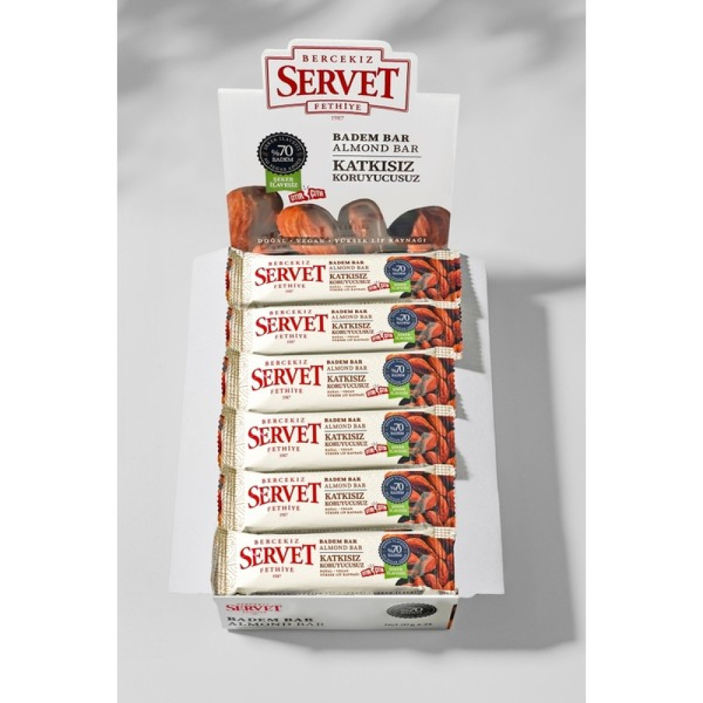Bercekız Servet Şekerleme Şeker Ilavesiz Badem Krokan Bar 480 gr (24 x 20 Gr) - 24 Lü Paket Diğer Fiyatı