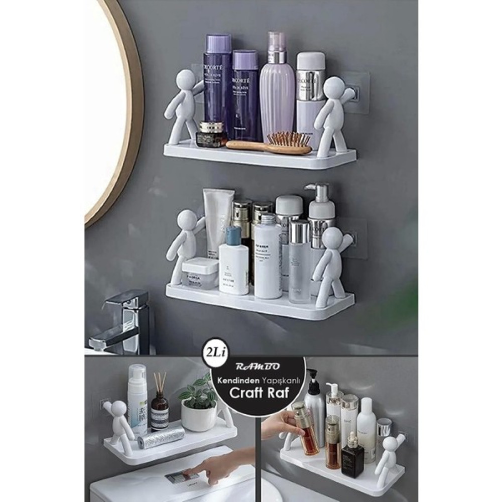 Berdina Home 2'li Kendinden Yapışkanlı Craft Banyo Rafı Baharatlık Mutfak Organizer Duvara Kitaplık - Duvar Rafı & CD / DVD Rafı Fiyatı