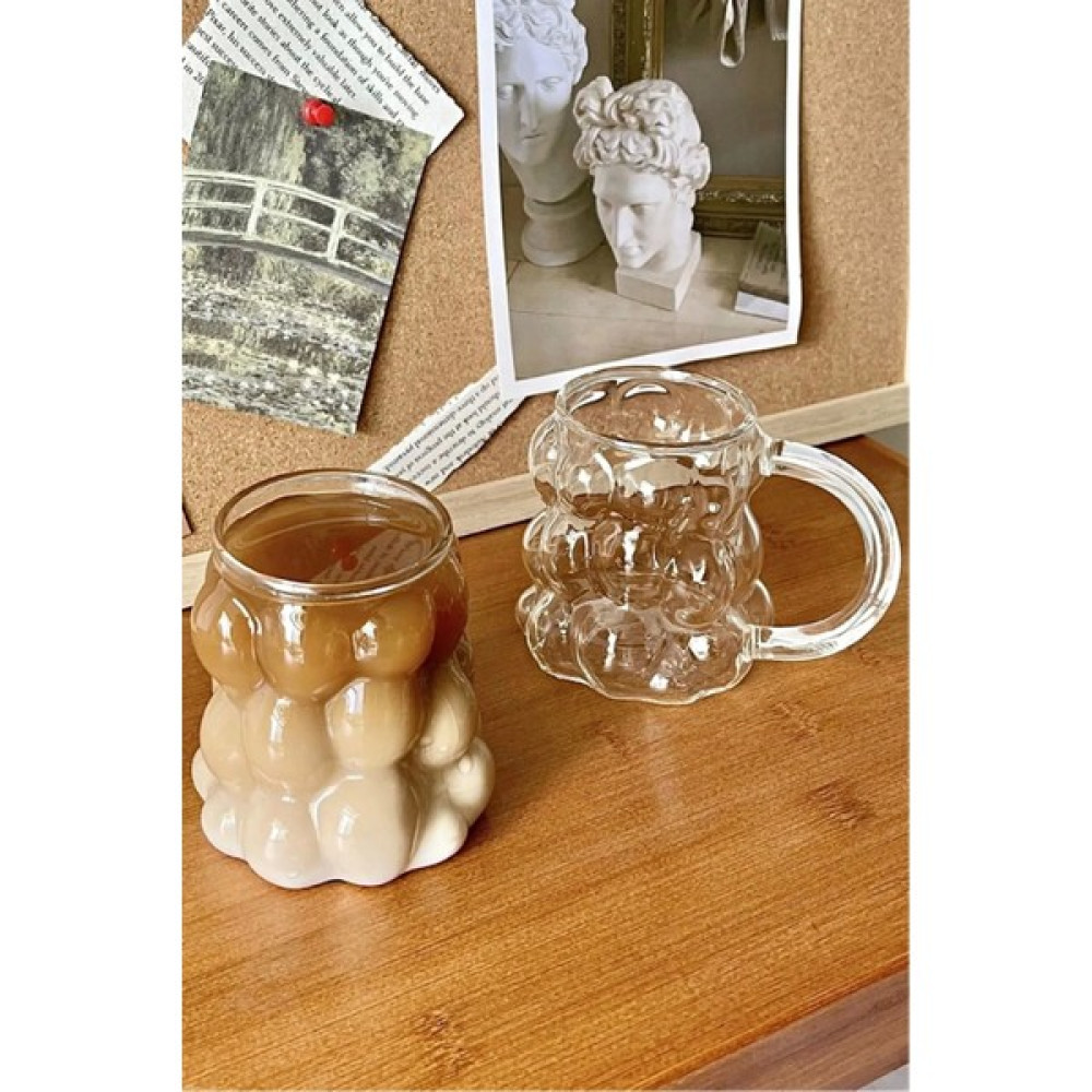 Berdina Home Boncuk Şekilli Bardak Meşrubat Su Kahve Sunum Bardağı Isıya Dayanıklı Borosilikat Retro Cam Fincan / Bardak / Kahve Takımı Fiyatı