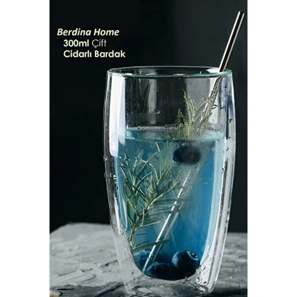 Berdina Home Çift Cidarlı 300ML Cam Bardak | Çift Cidarlı Bardak Double Wall Glass - Beyaz Fincan / Bardak / Kahve Takımı Fiyatı
