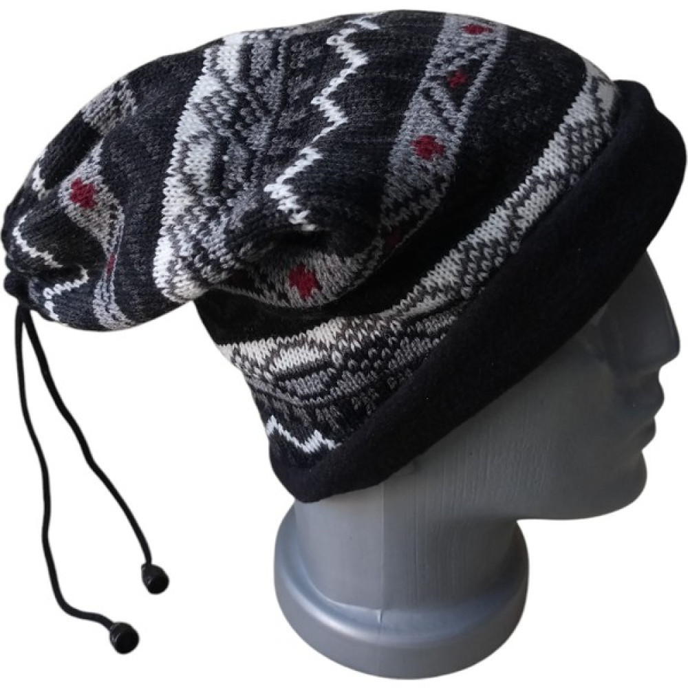 Bere maske yün boyunluk çift kat örgü desenli ipli büzmeli lacivert standart ayarlamalı unisex BE35-1 Erkek Beresi Fiyatı