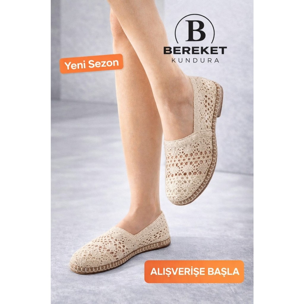 Bereket Kundura 7912 Model Kadın Günlük Bej Dantel Espadril Babet Ayakkabı Ayakkabılar ve Çantalar Fiyatı
