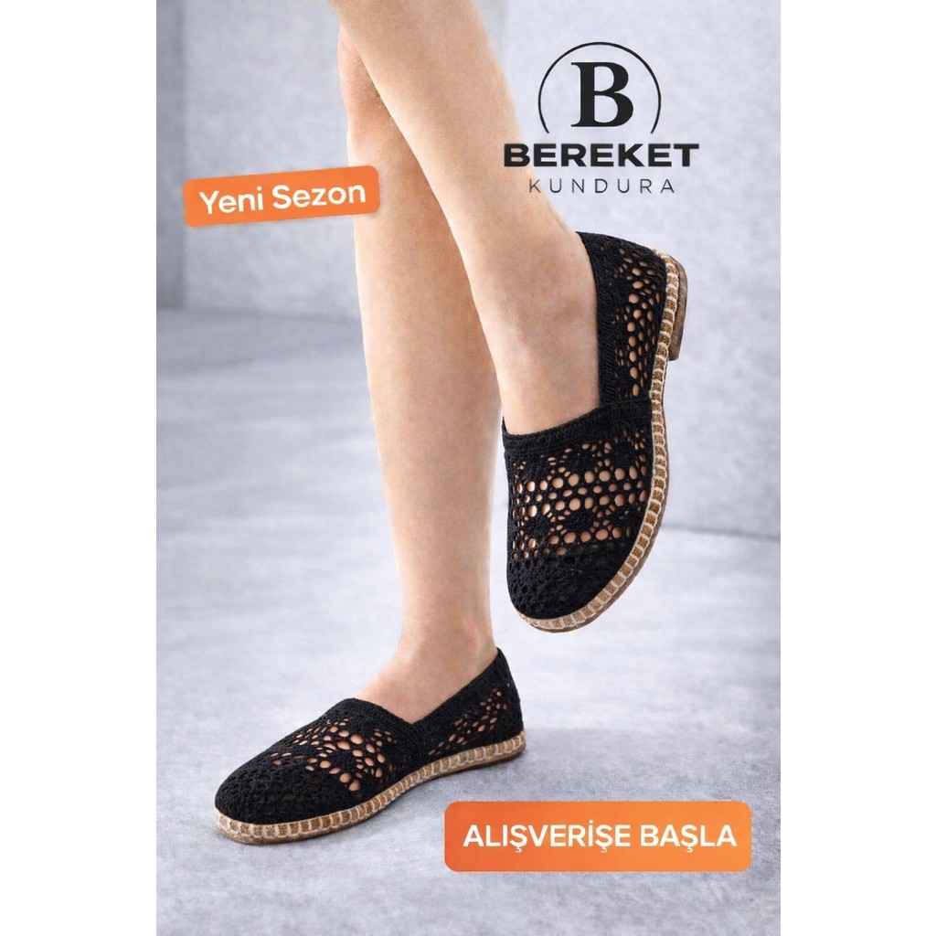 Bereket Kundura 7912 Model Kadın Günlük Siyah Dantel Espadril Babet Ayakkabı Ayakkabılar ve Çantalar Fiyatı