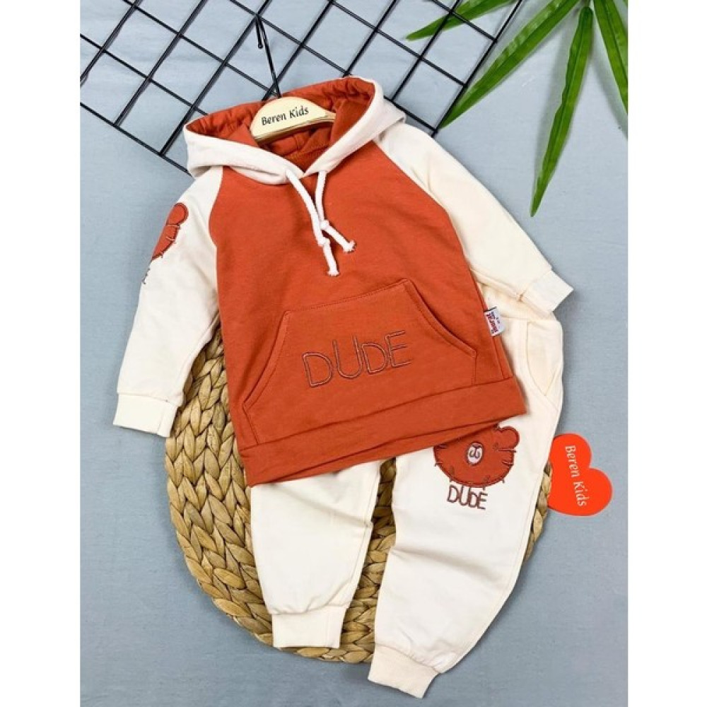 Beren Kids Dude Desenli Kapşonlu Bebek Alt Üst Takım Bebek Giysi Takım Fiyatı