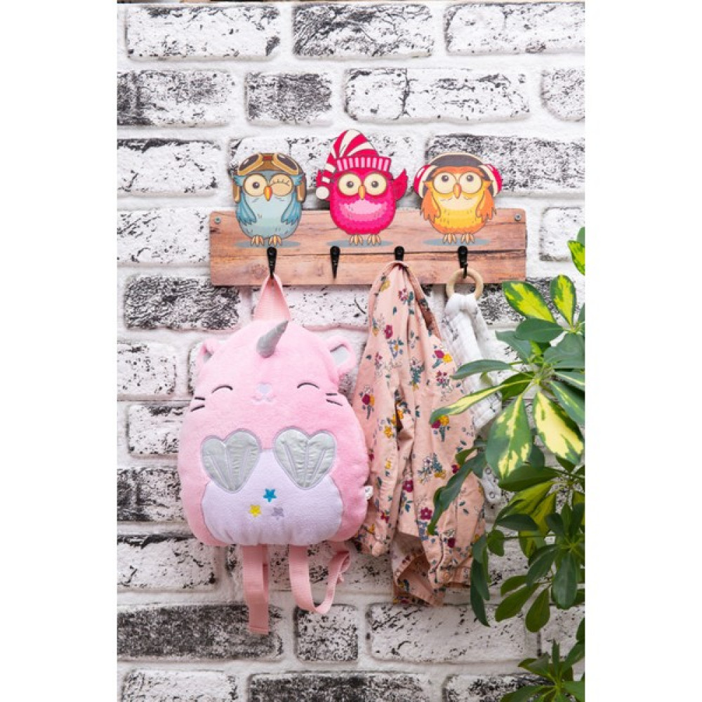 Berenden Deep Creations Çocuk Odası Duvar Askılığı 4 Askılı Montessori Doğal Ahşap Uv Baskılı Baykuşlar Bebek Odası Tekstili Fiyatı