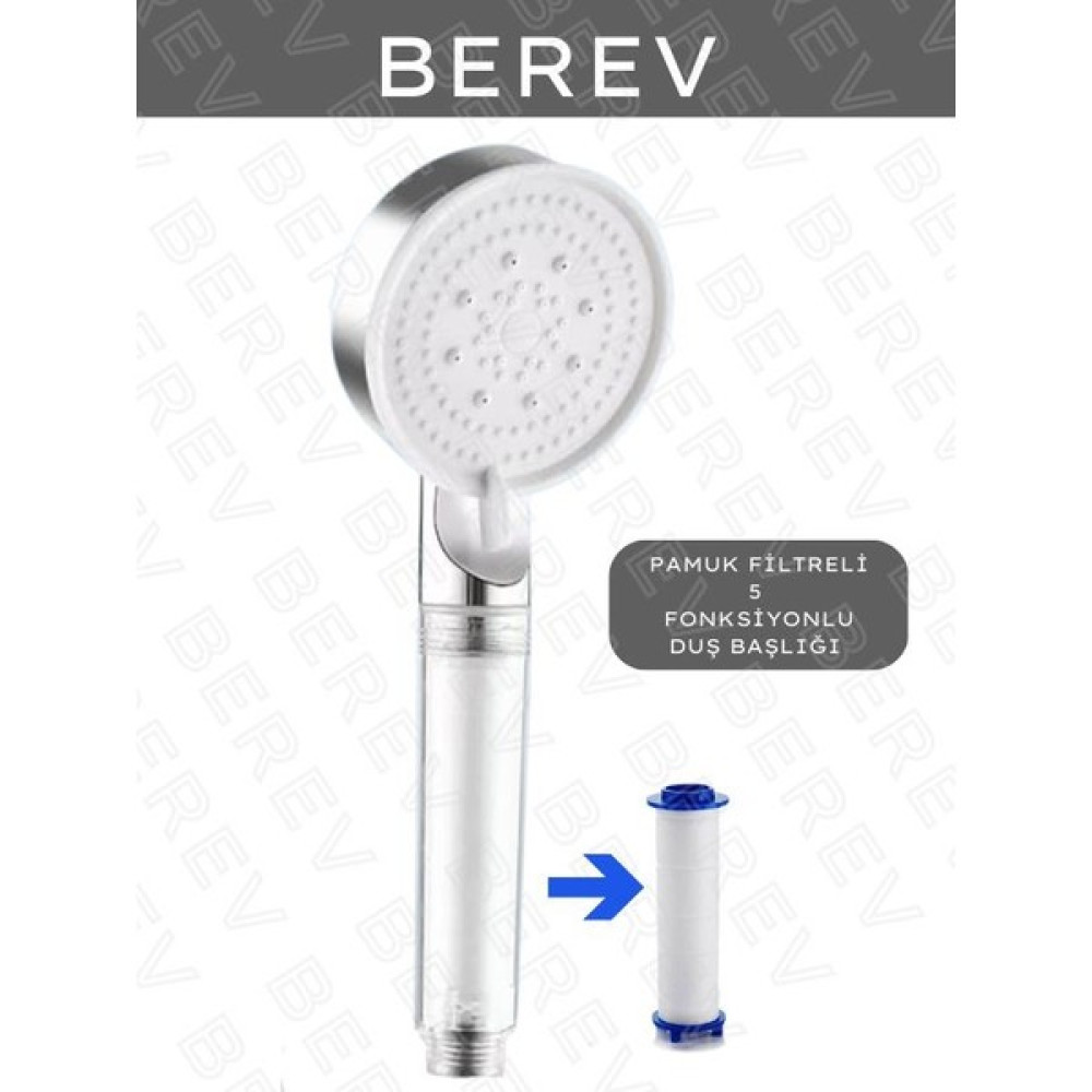 Berev Filtreli 5 Fonksiyonlu Krom Yüksek Basınçlı Ayarlanabilir Duş Başlığı Duş Başlığı Fiyatı
