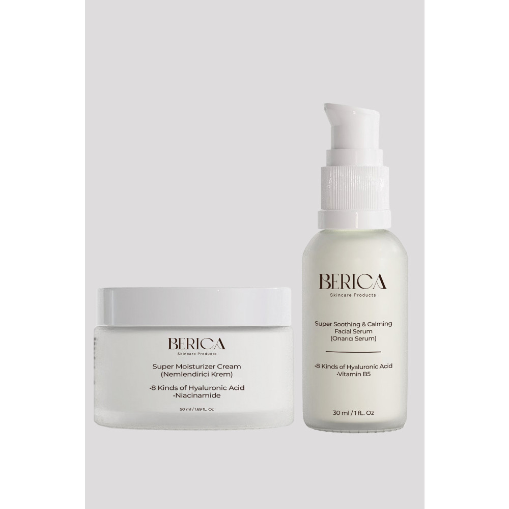 Berica Skincare Products Nemlendirici Krem - Bariyer Güçlendirici Yüz Bakım Serumu 2li Set Cilt Temizleme ve Peeling Fiyatı