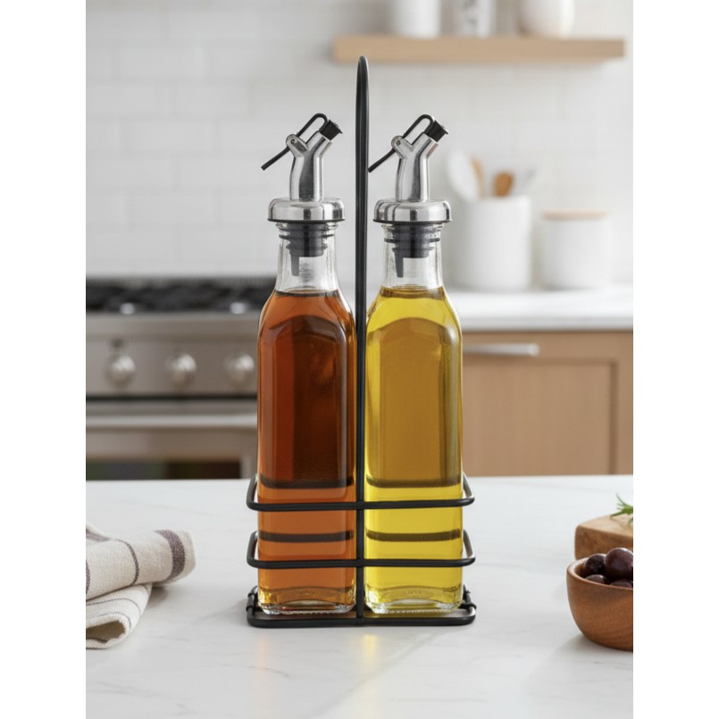 Berina Home 2'li Cam Zeytinyağlık & Sirkelik Seti – Metal Standlı, Şık Tasarım (500ML) Yağlık - Yağdanlık - Gri Diğer Fiyatı