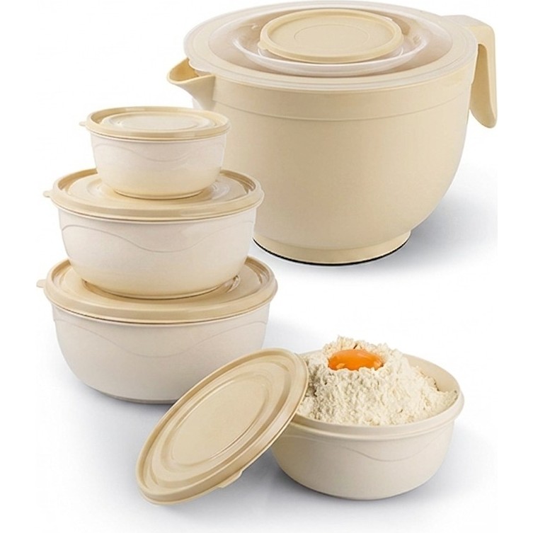 Berina Home Mikser Kase & Karıştırma Kabı Set + 4'lü Kase Set - Pasta Seti Kek Seti Pasta Yapma Seti Çırpma Kabı Mikser Kabı - Bej Mikserler Fiyatı
