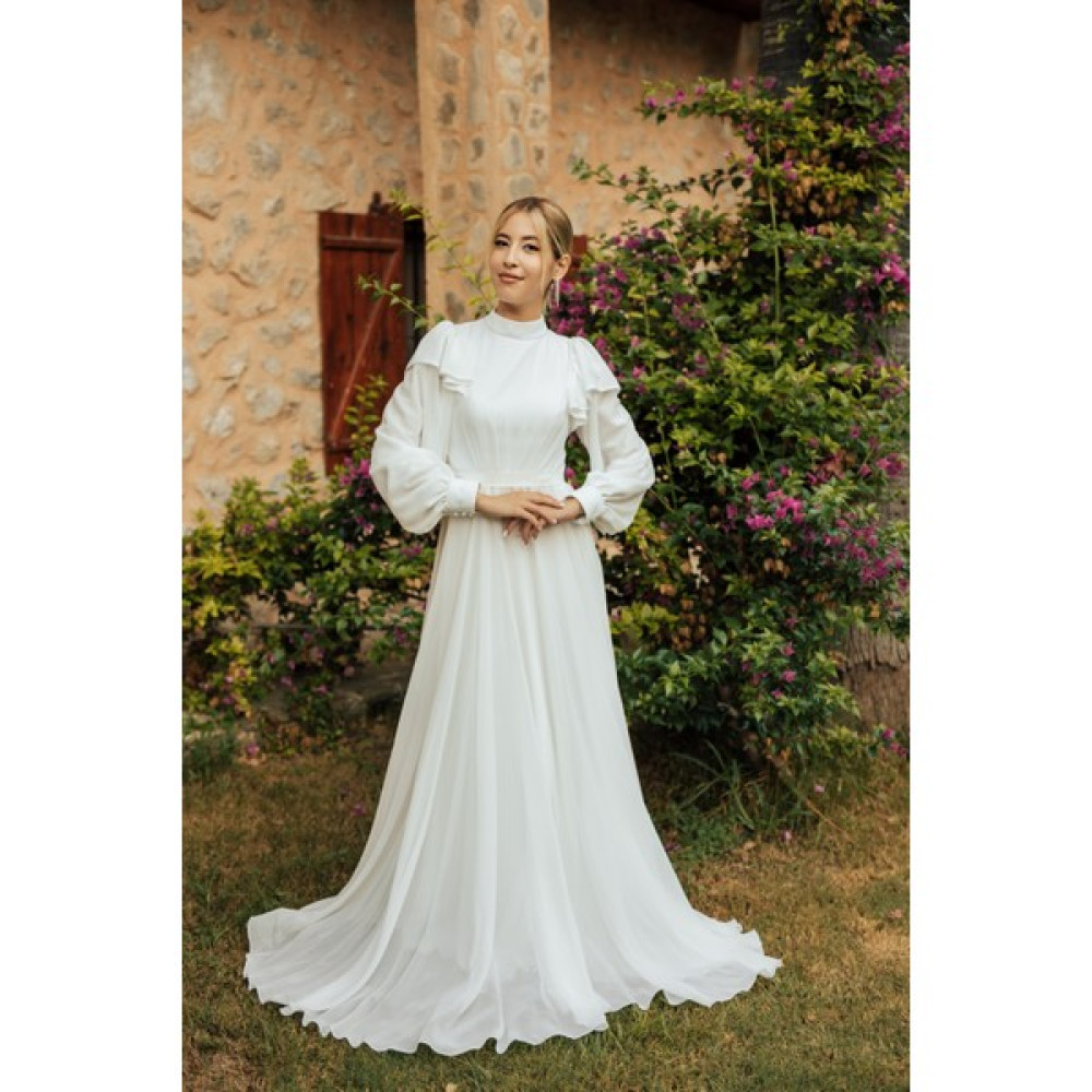 Berissima Bride Aurelia Şifon Hakim Yaka Nikah Elbisesi Elbise Fiyatı