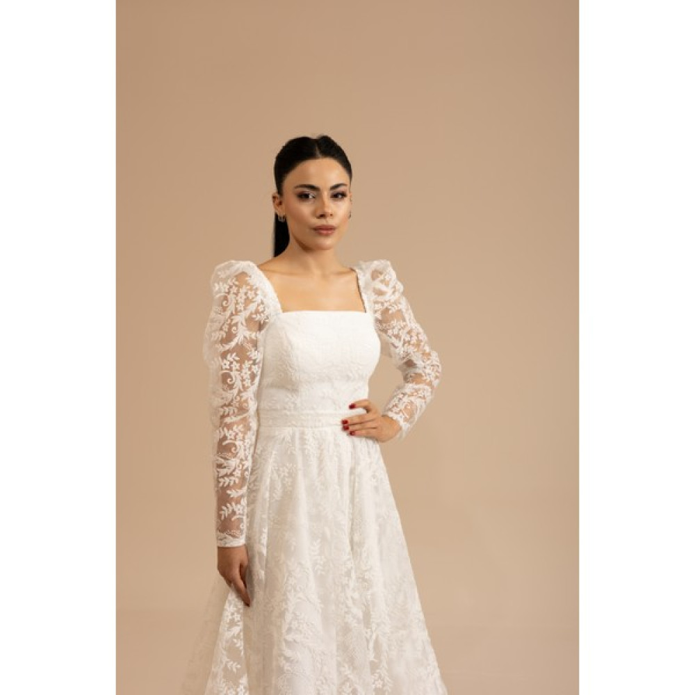 Berissima Bride Clea Puf Kabartma Simli Tül Kare Yaka Nişan Elbisesi Elbise Fiyatı