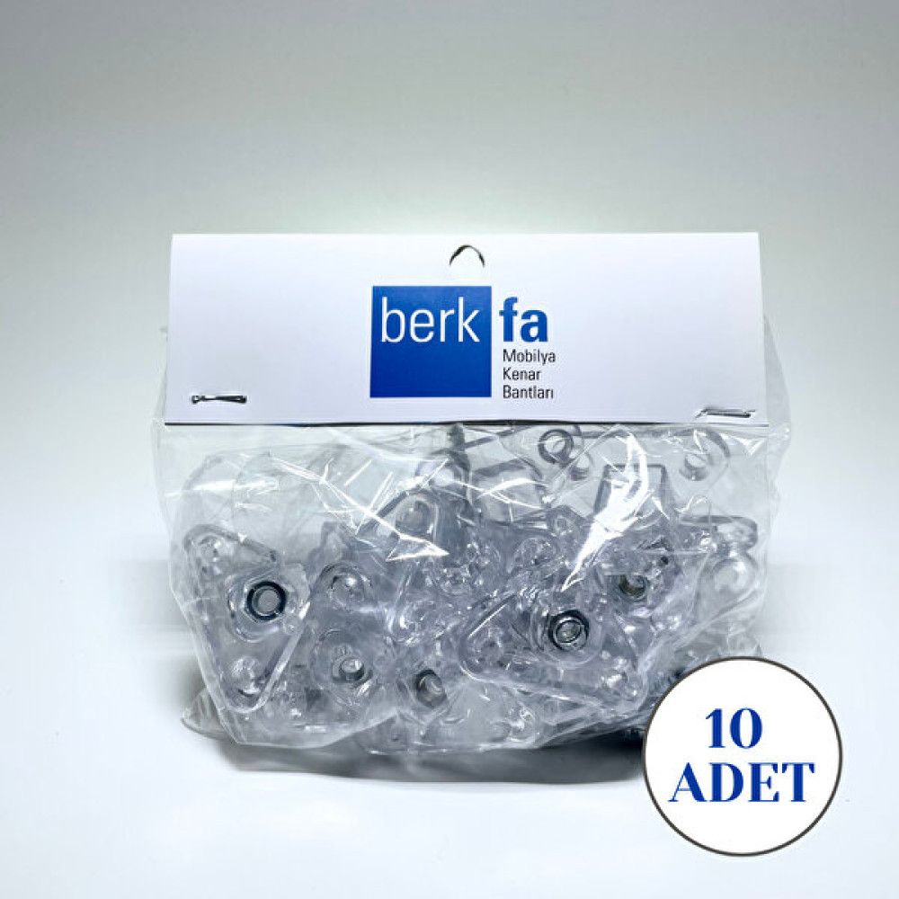 Berkfa Metali Açılı Çektirme Şeffaf (1 Paket 10 Adet) Nalburiye & Hırdavat Fiyatı