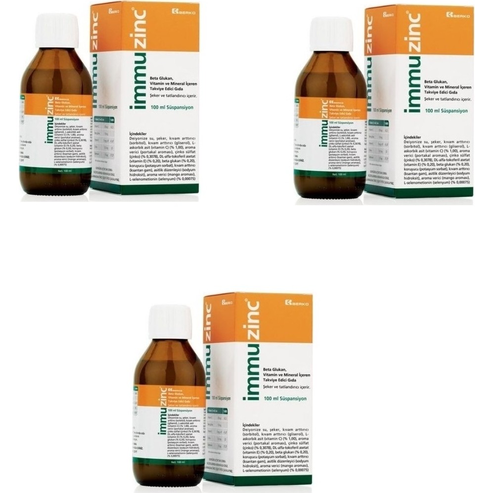 Berko Immuzinc Multivitamin Içeren Süspansiyon 100 ml 3 Adet Diğer Fiyatı