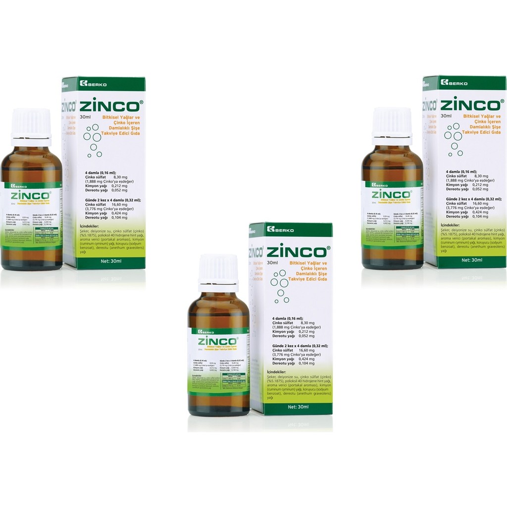 Berko Zinco Damla 30 Ml 3 Adet Diğer Fiyatı