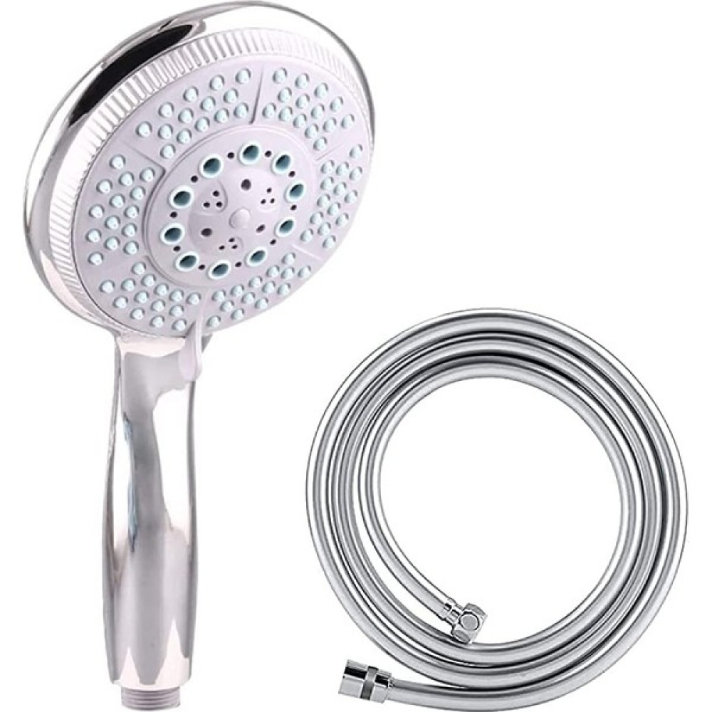 Berlin Shop Fusty Huge Plus 5 Fonksiyonlu Duş Başlığı + 5 Katmanlı Pvc Duş Hortumu 150CM (Gümüş) Duş Seti - - Gri Duş Seti Fiyatı