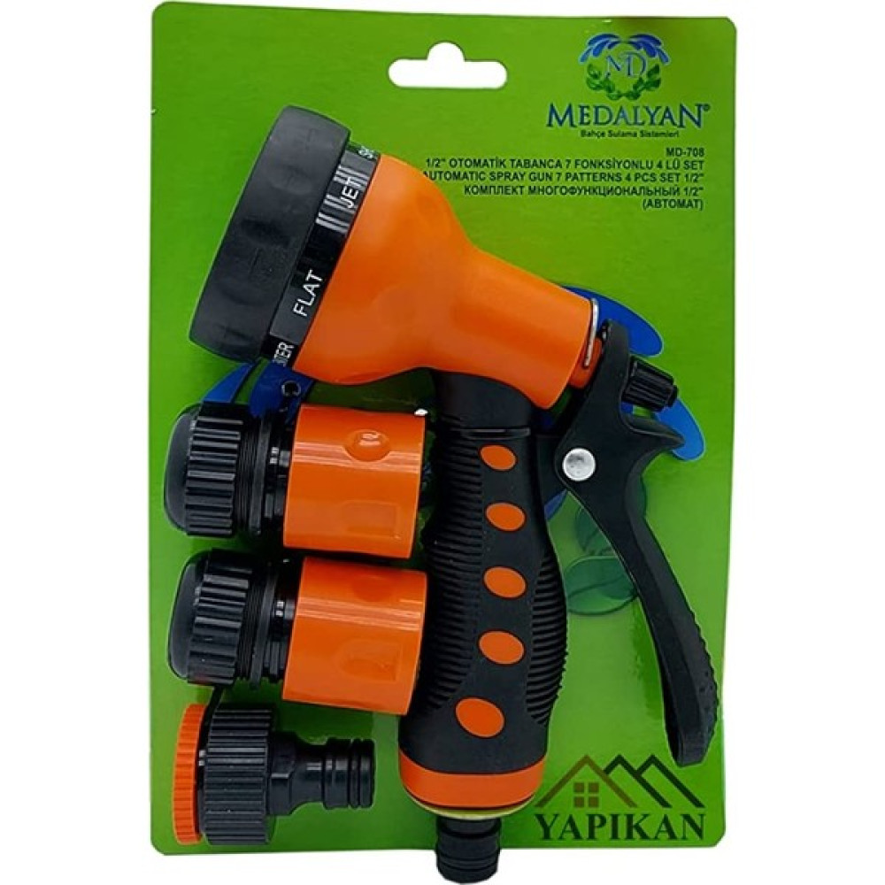 Berlin Shop Medalyan 7 Fonksiyonlu Otomatik Tetikli Bahçe Sulama Tabancası 4 Lü Set 1/2'', Çiçek Bitki Ağaç Sulama Fıskiye Tabancası, Ayarlı Oto, A... Sulak Fiyatı