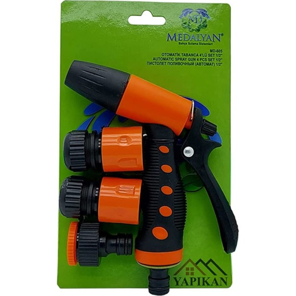 Berlin Shop Medalyan Otomatik Tetikli Bahçe Sulama Tabancası 4 Lü Set 1/2'', Çiçek Bitki Ağaç Sulama Fıskiye Tabancası, Tazyikli Oto, Araba, Balkon... Sulak Fiyatı