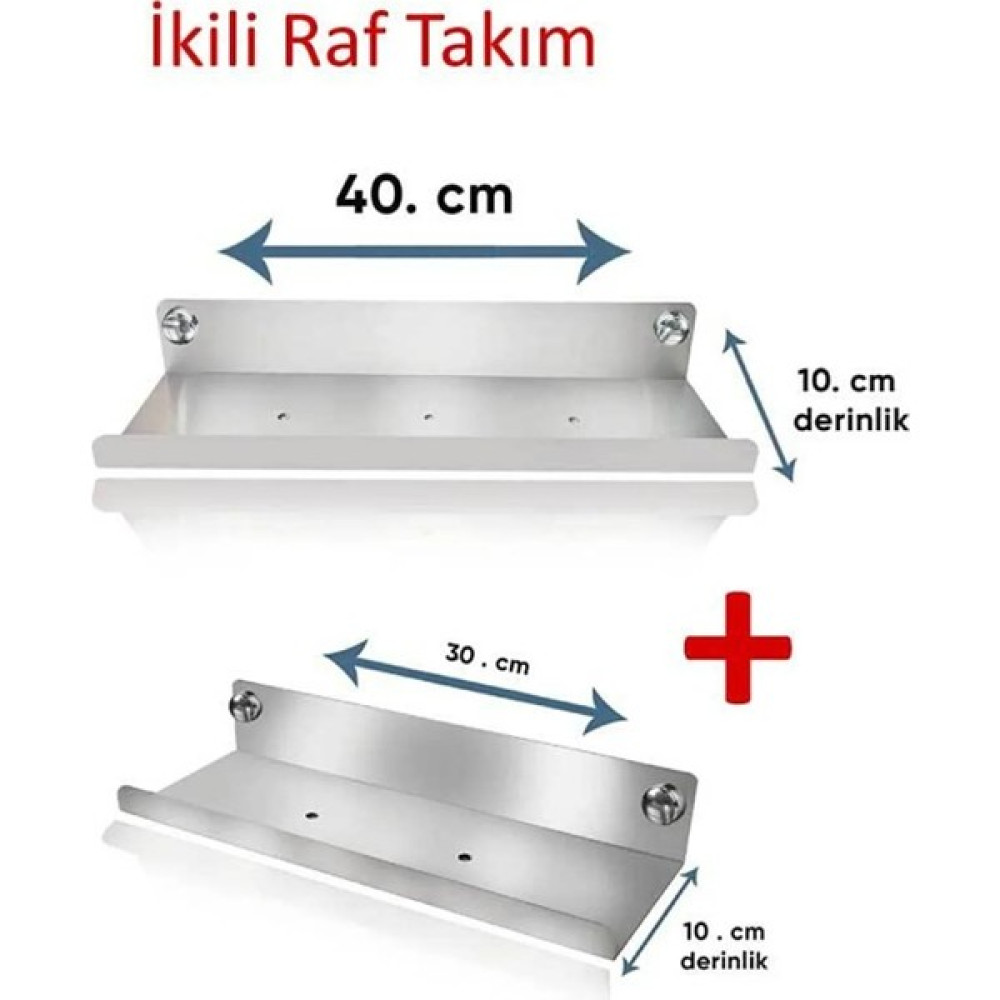 Bermega Inox, Ömürlük Paslanmaz Çelikten Raf Ikili Takım, Banyo Rafı, Şampuanlık, Sabunluk, Banyo Aksesuar - Gümüş Banyo Rafı Fiyatı