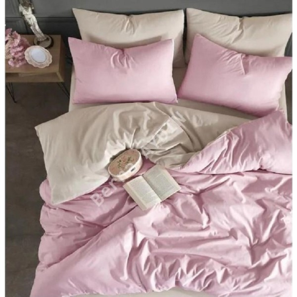 Berna Aydın Plain Pembe Krem Ranforce Pamuklu Tek Kişilik Nevresim Takımı - Pembe - Krem - 160 x 230 cm Nevresim Takımı Fiyatı