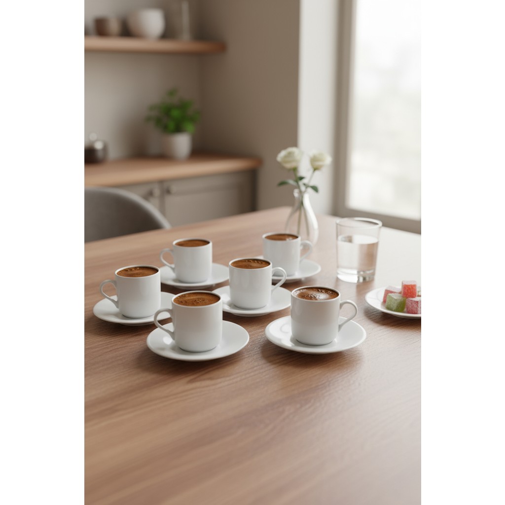 Bernardo Hermes 6 Kişilik Fincan Takımı - 001 - Beyaz - 90 ml Fincan / Bardak / Kahve Takımı Fiyatı
