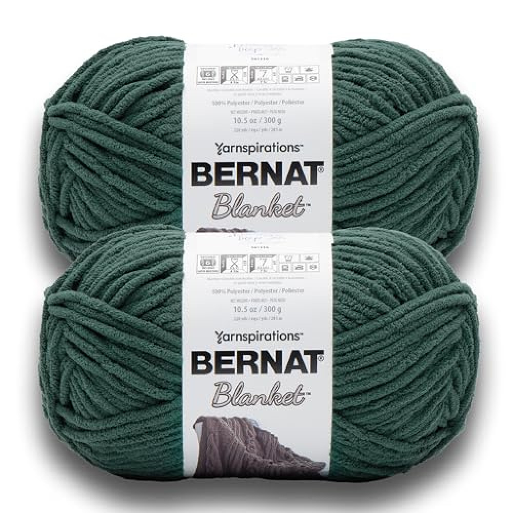 Bernat Blanket BB DEEP SEA Yarn - 2 Pack of 300g/10.5 oz - 100% Polyester - #6 Super Bulky - 220 Yards - Knitting/Crochet