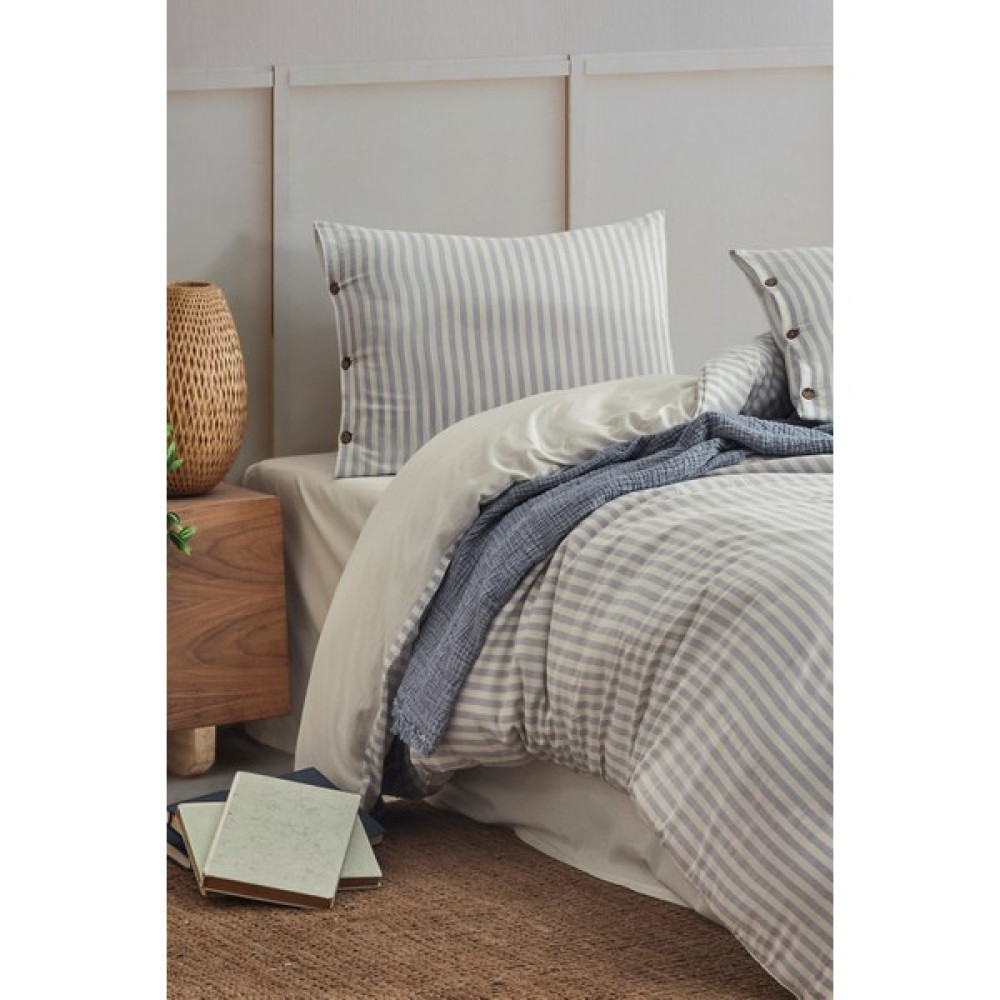 Berolige Easy Boho Mavi Çift Kişilik Yıkamalı Iplik Boya Nevresim Takımı - 200 x 220 cm Nevresim Takımı Fiyatı