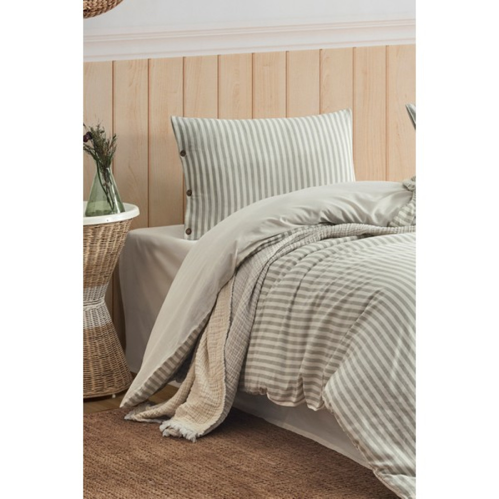 Berolige Easy Boho Yeşil Çift Kişilik Yıkamalı Iplik Boya Nevresim Takımı - 200 x 220 cm Nevresim Takımı Fiyatı