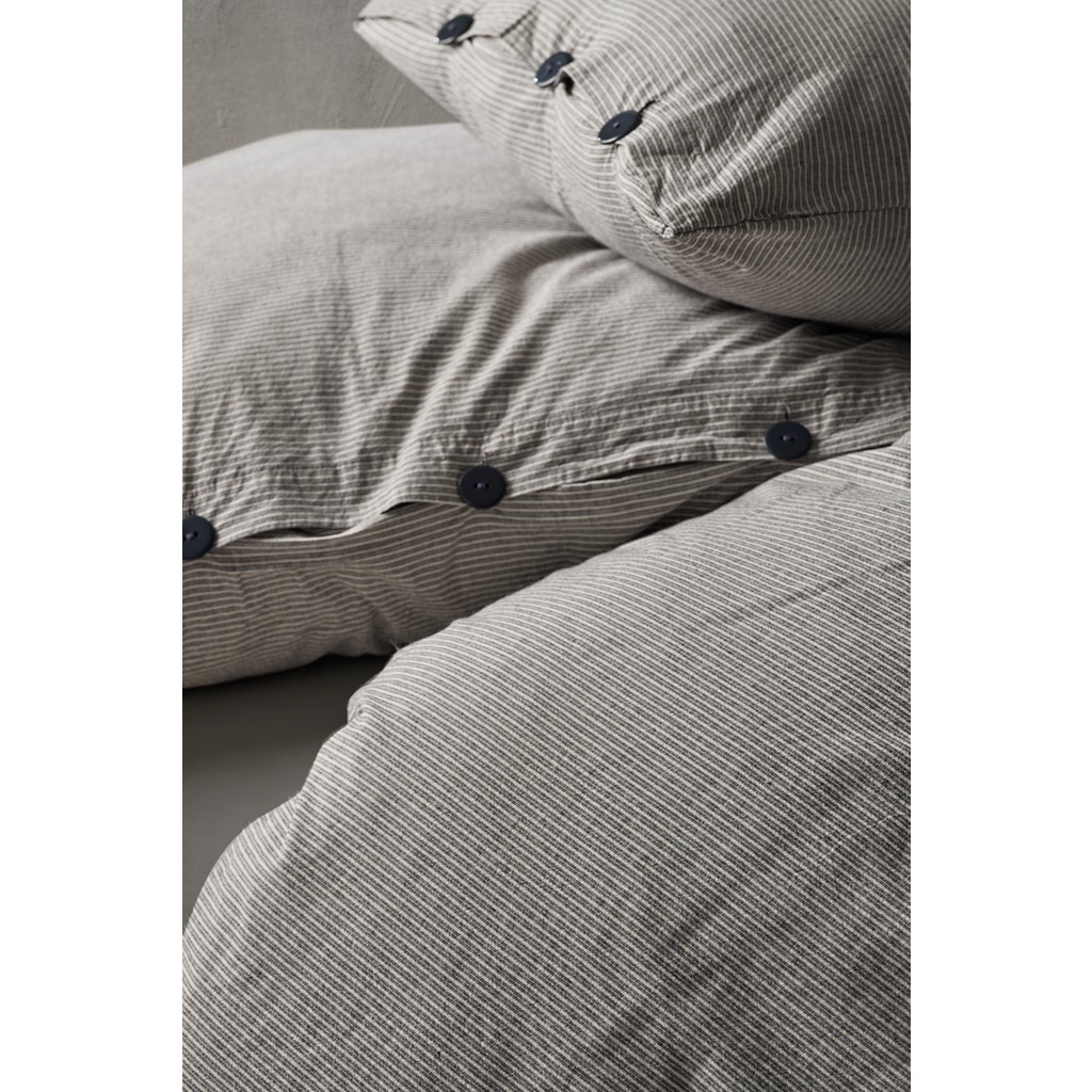 Berolige Shirt 100% Pamuklu Yıkamalı Iplik Boya Çizgili 2 Adet Yastık Kılıfı Antrasit - 50X70 cm - Gri - Antrasit Yastık Kılıfı Fiyatı