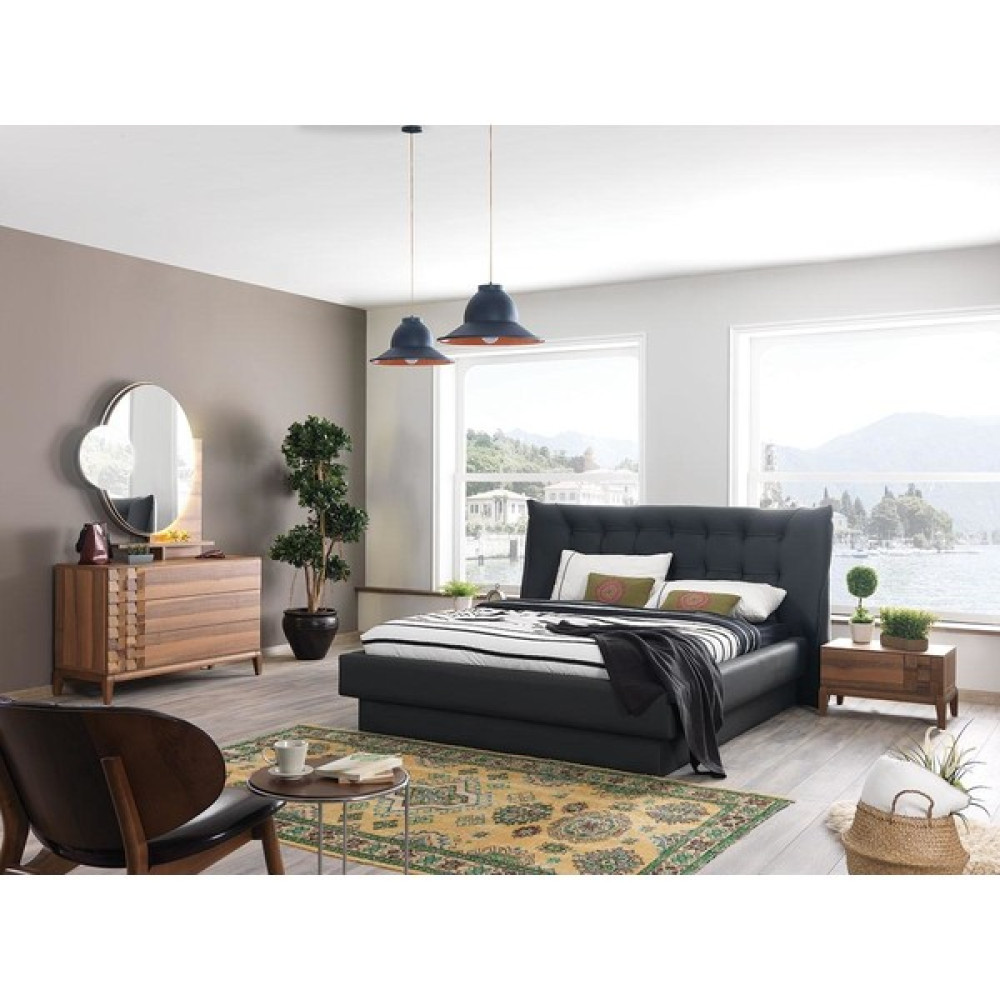 Berrak Mobilya Berrak Ceviz Karyola Bazalı - 160 x 200 cm - Antrasit Baza Fiyatı